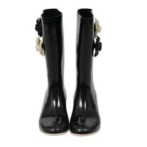 CHANEL | Shoes | Chanel Womens Camellia Rain Boots It 42 Us 2